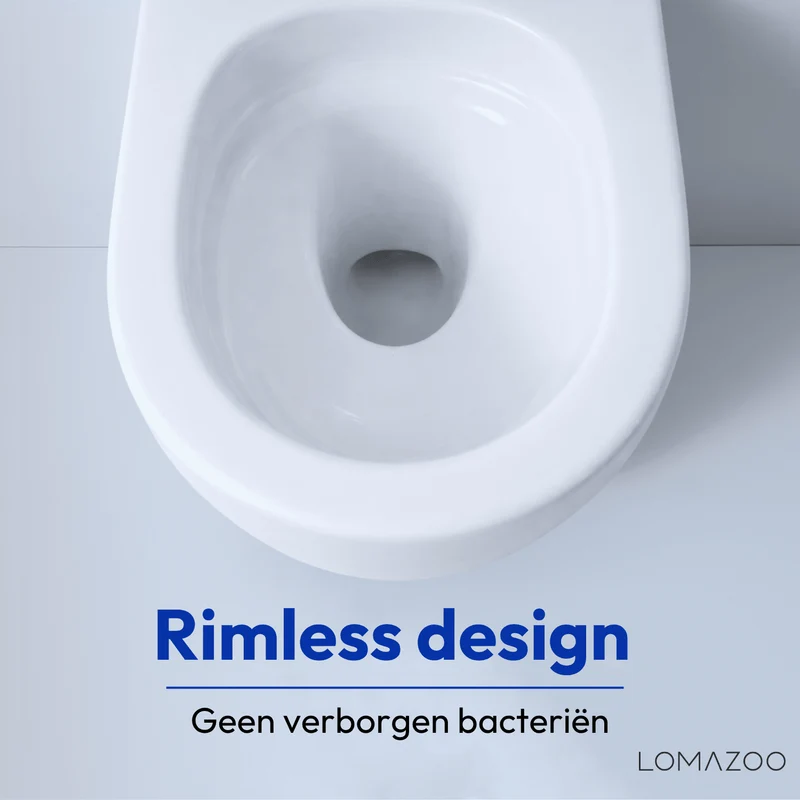 Hangtoilet met Inbouwreservoir - Rond Wit - Drukplaat Rond Goud - Linea
