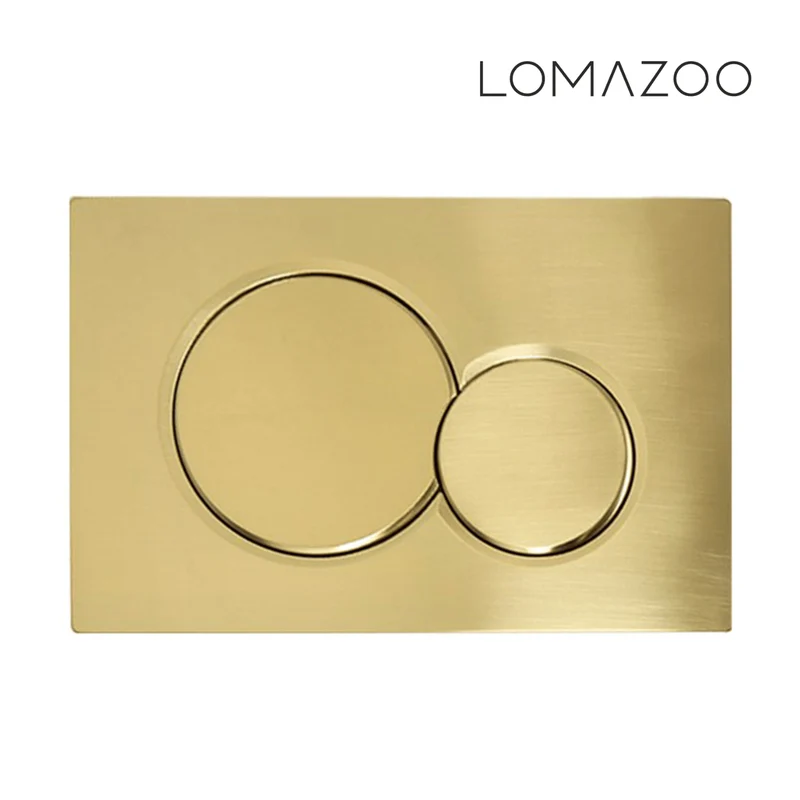 Hangtoilet met Inbouwreservoir - Rond Wit - Drukplaat Rond Goud - Linea