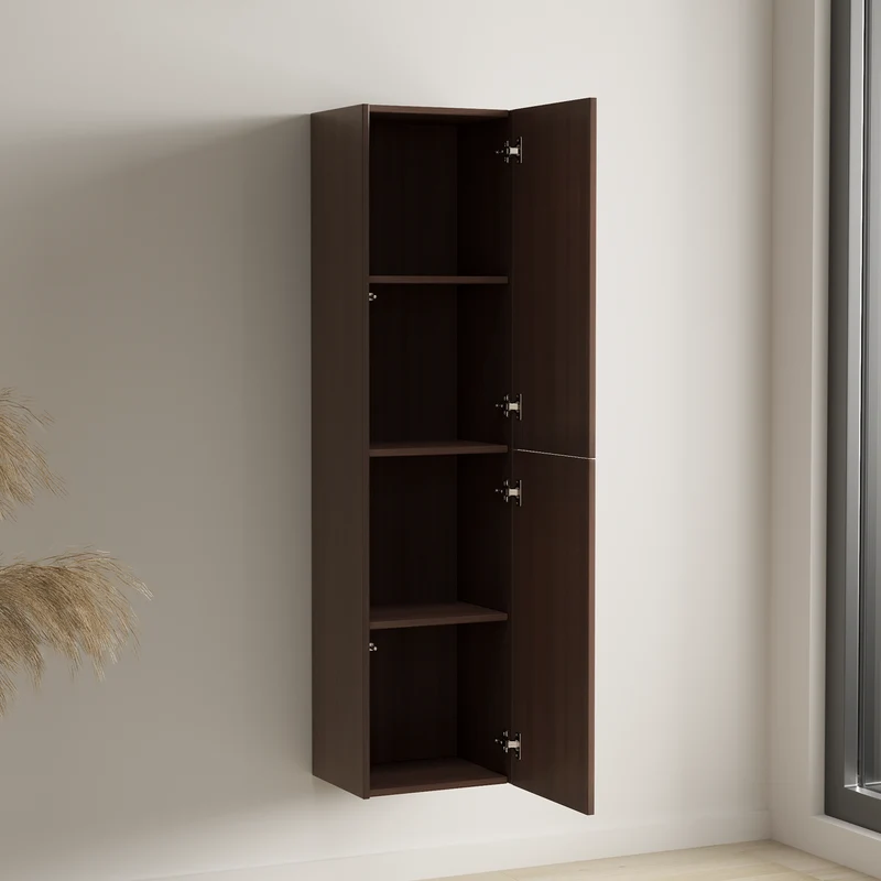Badmeubelset ROVANI 60cm - Walnoot - Ribbel front - Wastafel Wit