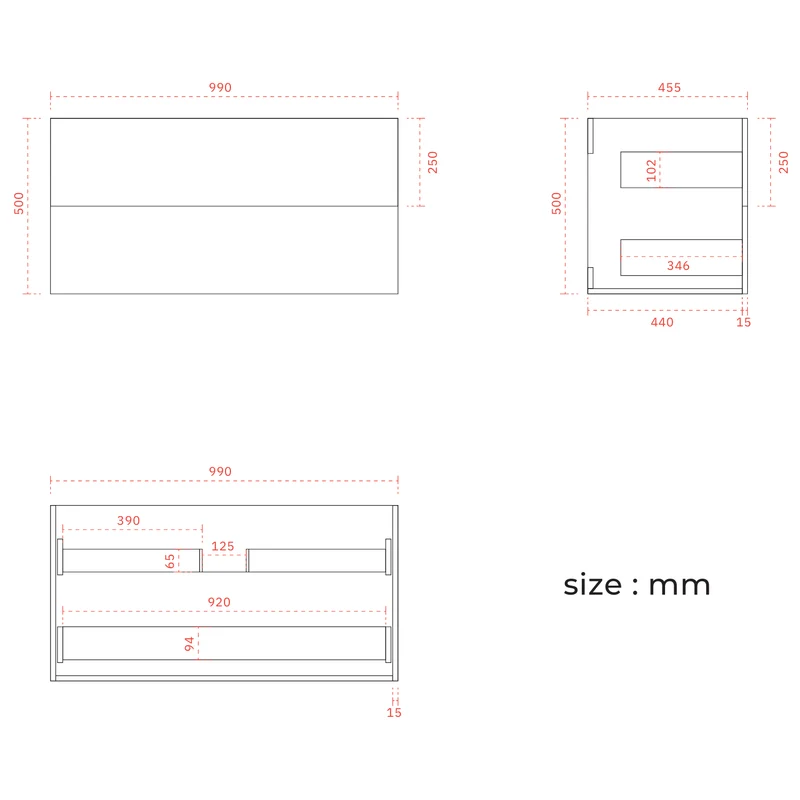 NINEO Glanzend Wit - Wastafel Wit - 100cm