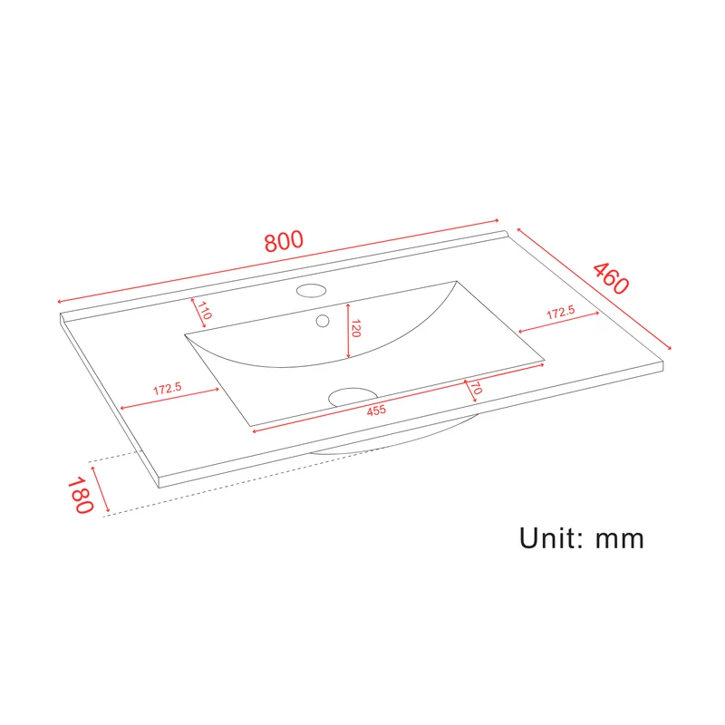 NINEO Glanzend Wit - Wastafel Wit - 80cm