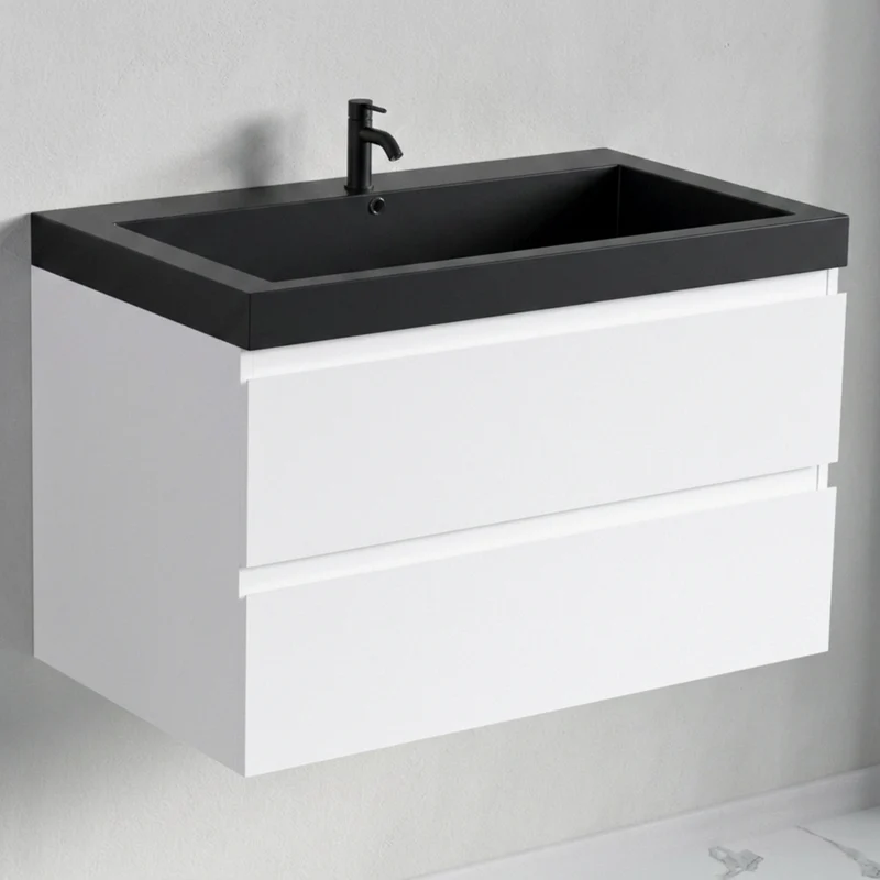 MONACO Glanzend Wit - Wastafel Wit - 80 cm