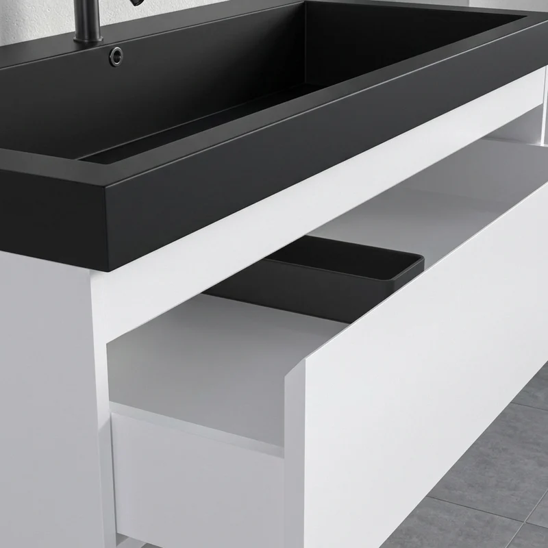 MONACO Glanzend Wit - Wastafel Zwart - 100 cm