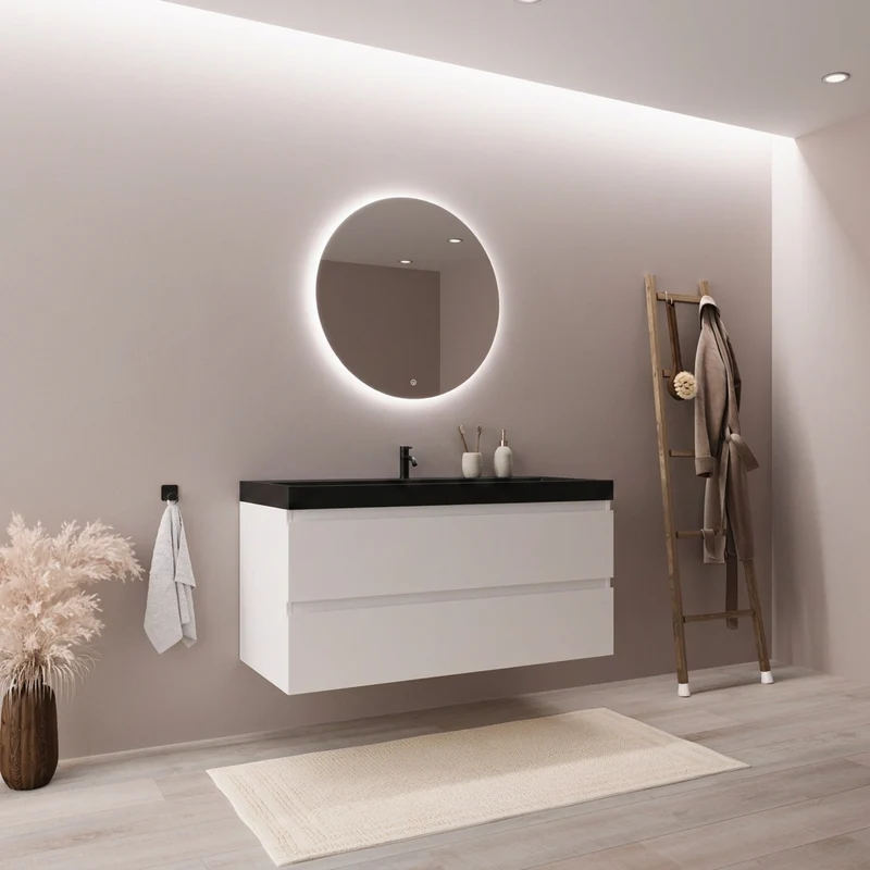MONACO Glanzend Wit - Wastafel Zwart - 100 cm