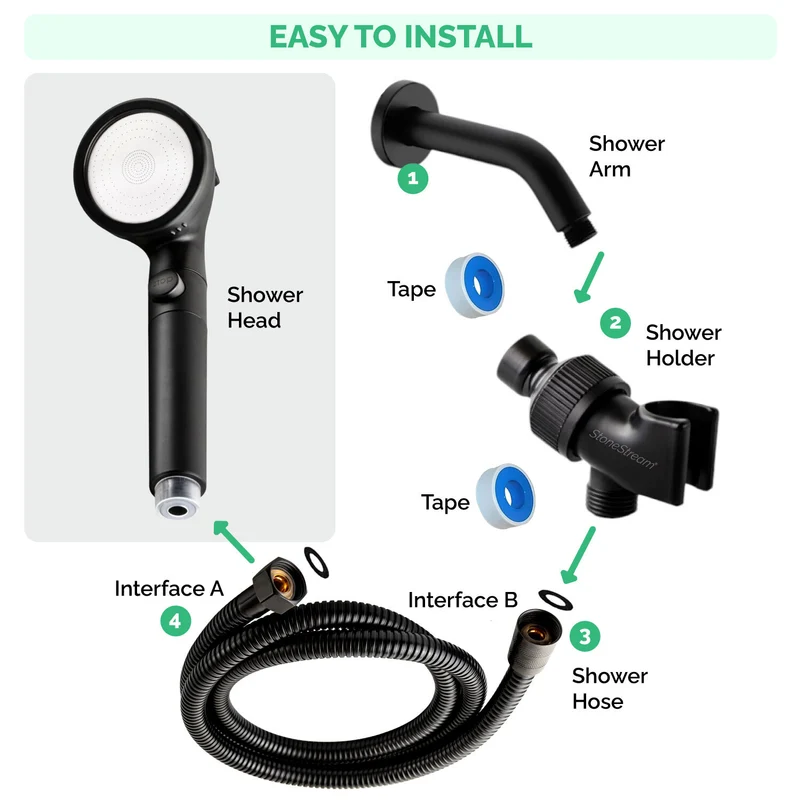 Black Vitamin C Shower Head