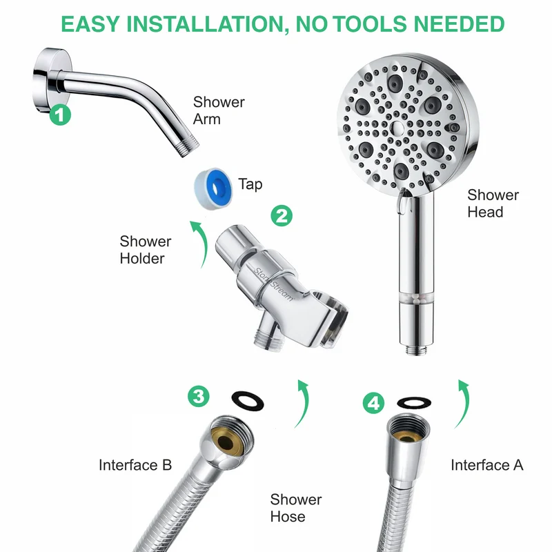 Ecolux 9 Mode High Pressure Shower Head (Filtered)