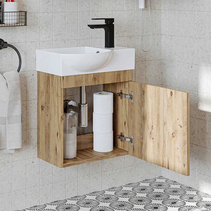 Roomart Waschbeckenunterschrank PUNTO, 46,5 cm, mit Keramikbecken, in 4 Farben