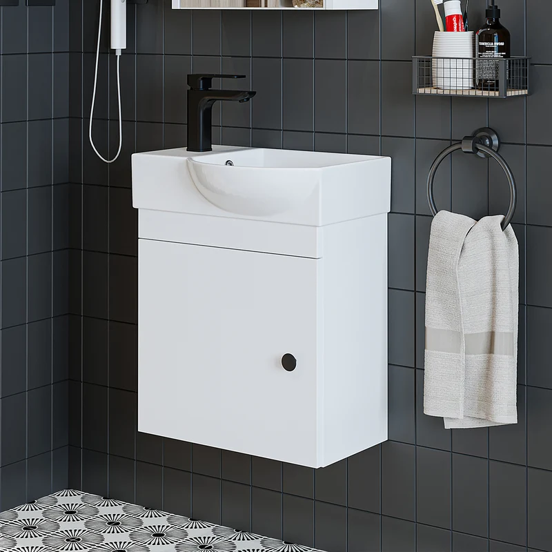 Roomart Badmöbel-Set PUNTO, 46 cm, schmales Gäste-WC-Set mit Spiegelschrank, in 4 Farben
