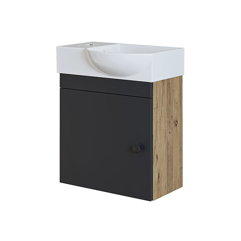 Roomart Waschbeckenunterschrank PUNTO, 46,5 cm, Hahnloch links, in 4 Farben