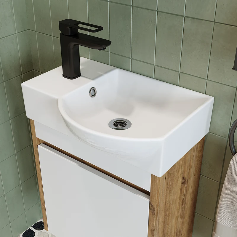 Roomart Waschbeckenunterschrank LEO, 46,5 cm, Hahnloch links, in 4 Farben