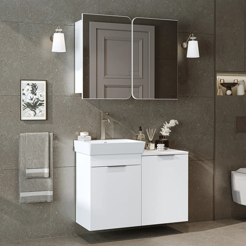 Roomart 3-teiliges Badmöbel-Set LYCIA, 49 cm, Waschtisch mit Spiegelschrank, in 4 Farben