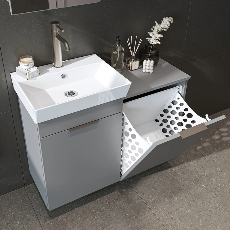 Roomart 3-teiliges Badmöbel-Set LYCIA, 49 cm, Waschtisch mit Spiegelschrank, in 4 Farben