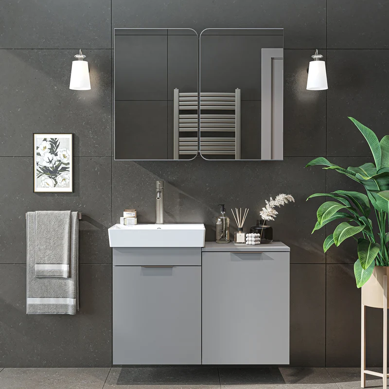 Roomart 3-teiliges Badmöbel-Set LYCIA, 49 cm, Waschtisch mit Spiegelschrank, in 4 Farben