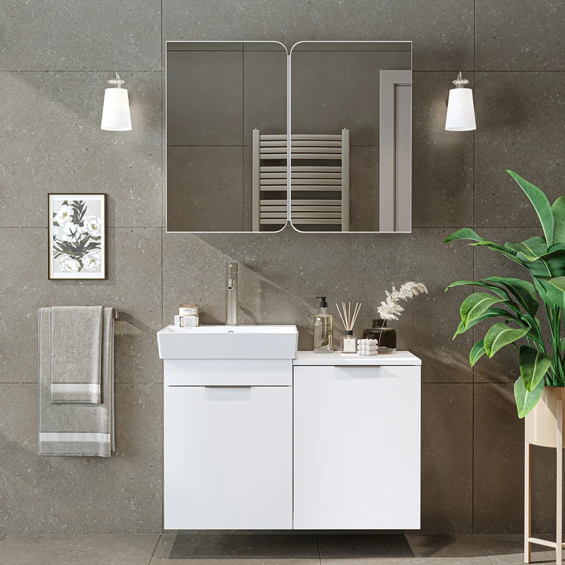 Roomart 3-teiliges Badmöbel-Set LYCIA, 49 cm, Waschtisch mit Spiegelschrank, in 4 Farben