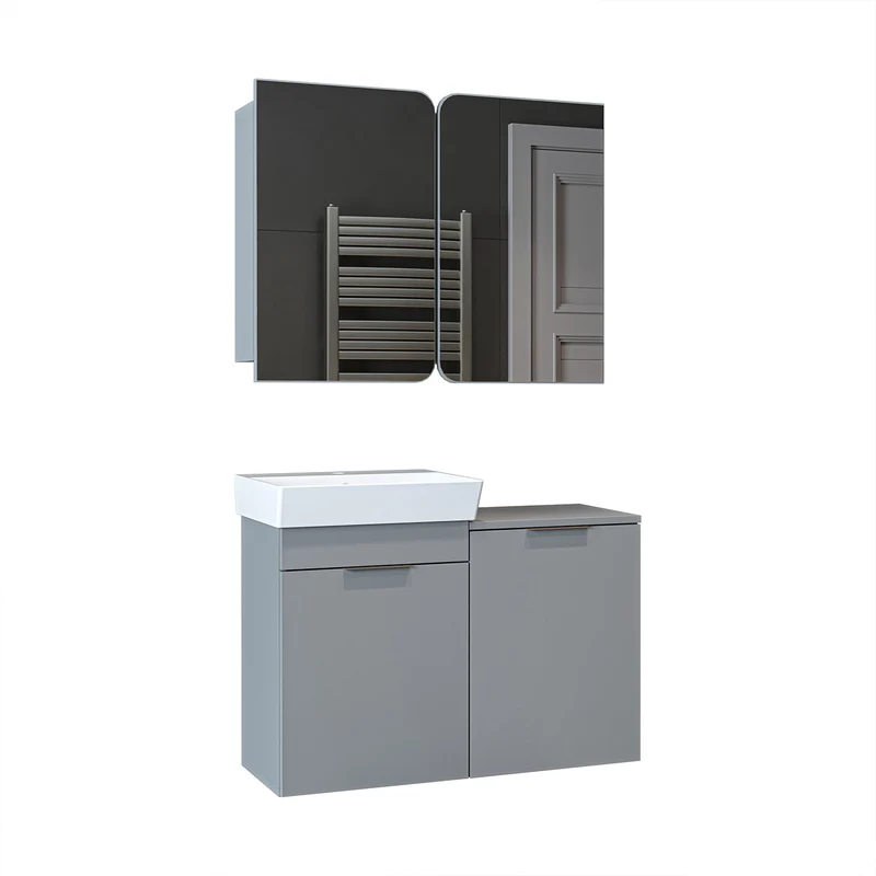 Roomart 3-teiliges Badmöbel-Set LYCIA, 49 cm, Waschtisch mit Spiegelschrank, in 4 Farben