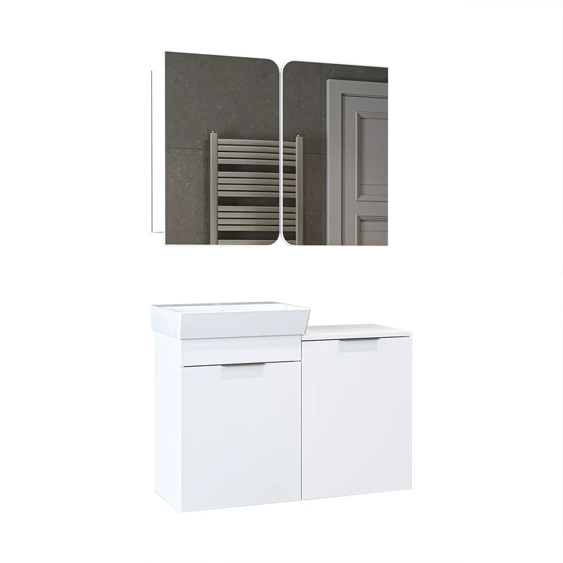 Roomart 3-teiliges Badmöbel-Set LYCIA, 49 cm, Waschtisch mit Spiegelschrank, in 4 Farben