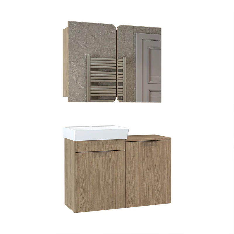 Roomart 3-teiliges Badmöbel-Set LYCIA, 49 cm, Waschtisch mit Spiegelschrank, in 4 Farben