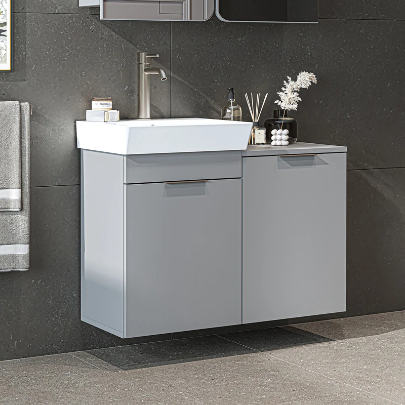 Roomart Waschbeckenunterschrank LYCIA, 49 cm, mit Waschbecken und Wäschefach, in 4 Farben
