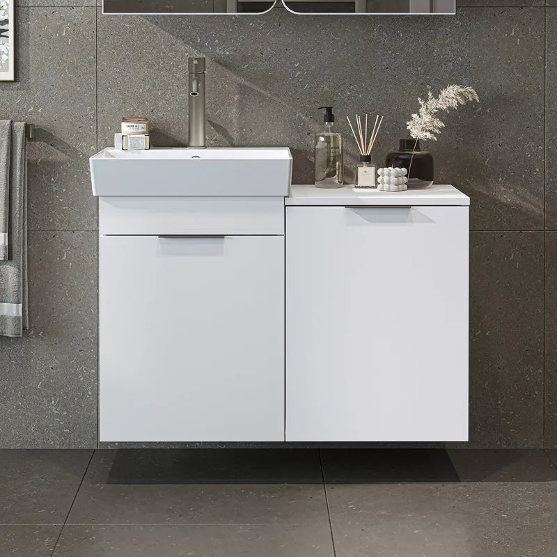 Roomart Waschbeckenunterschrank LYCIA, 49 cm, mit Waschbecken und Wäschefach, in 4 Farben