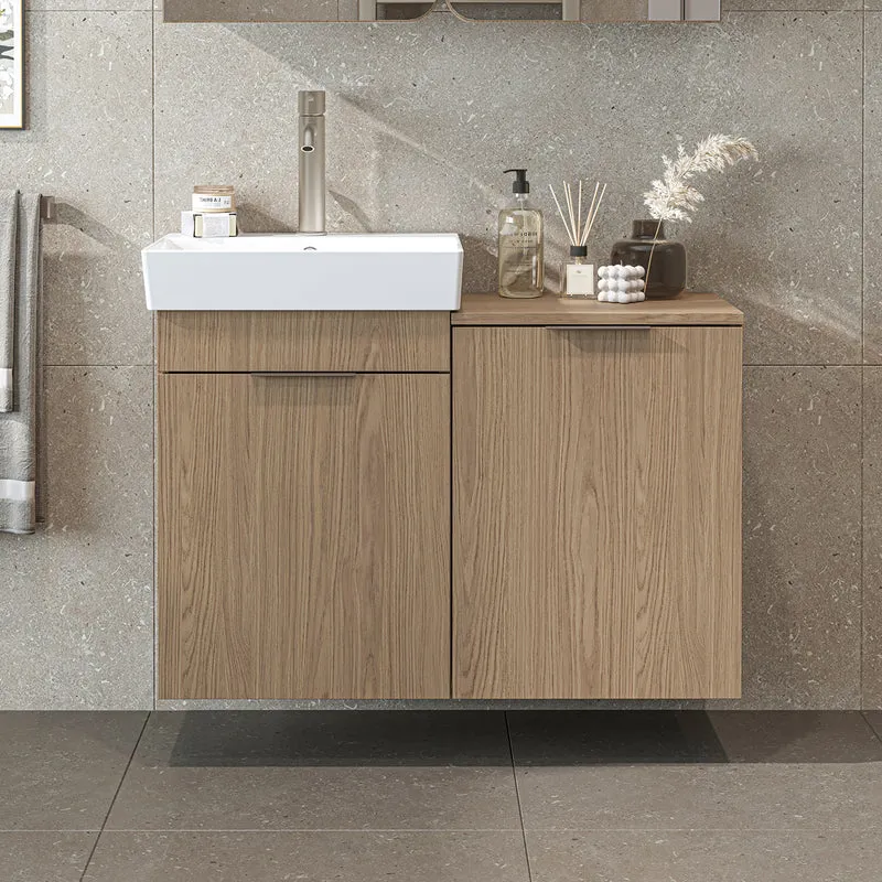 Roomart Waschbeckenunterschrank LYCIA, 49 cm, mit Waschbecken und Wäschefach, in 4 Farben