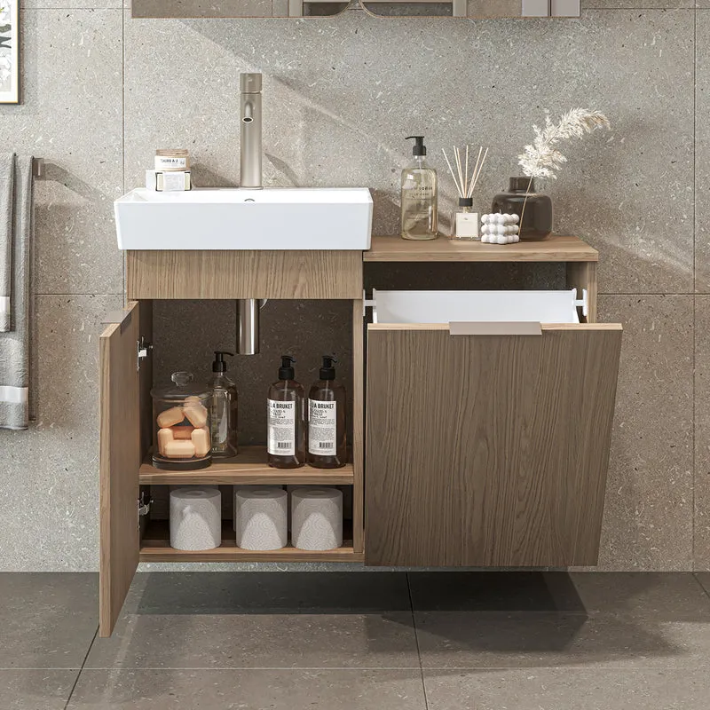 Roomart Waschbeckenunterschrank LYCIA, 49 cm, mit Waschbecken und Wäschefach, in 4 Farben