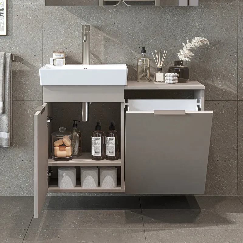 Roomart Waschbeckenunterschrank LYCIA, 49 cm, mit Waschbecken und Wäschefach, in 4 Farben
