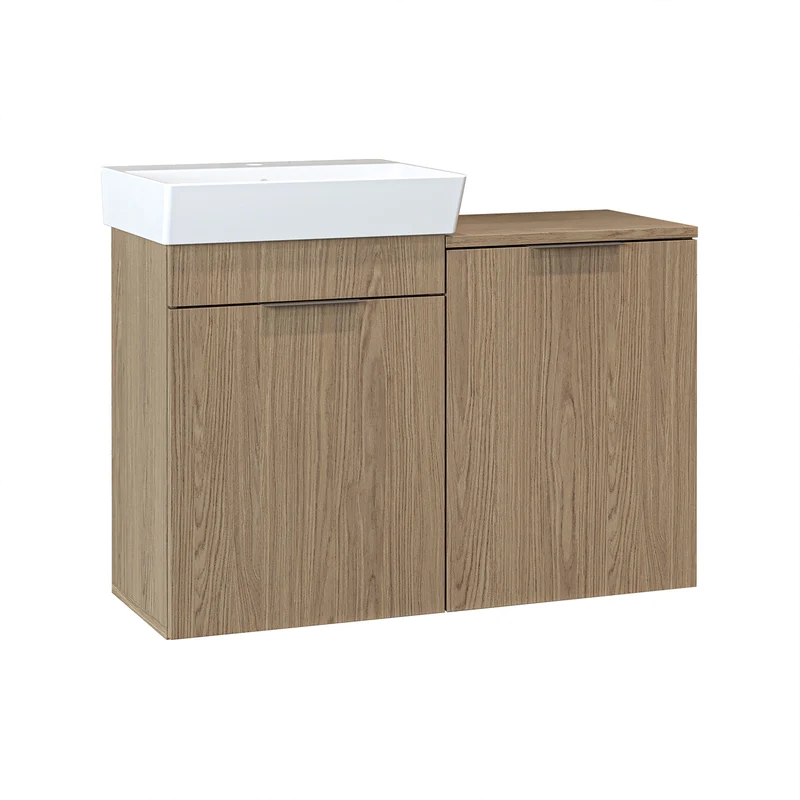 Roomart Waschbeckenunterschrank LYCIA, 49 cm, mit Waschbecken und Wäschefach, in 4 Farben