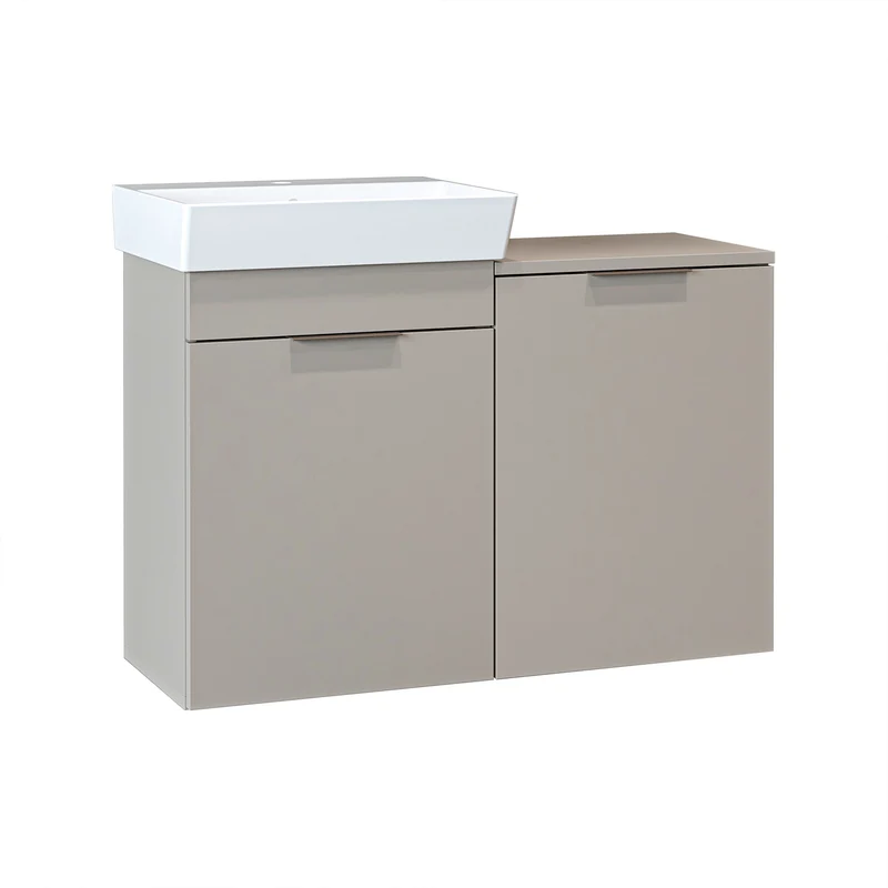 Roomart Waschbeckenunterschrank LYCIA, 49 cm, mit Waschbecken und Wäschefach, in 4 Farben