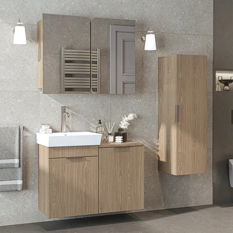 Roomart 4-teiliges Badmöbel-Set LYCIA, 49 cm, Waschtisch, Spiegelschrank und Hochschrank, in 4 Farben