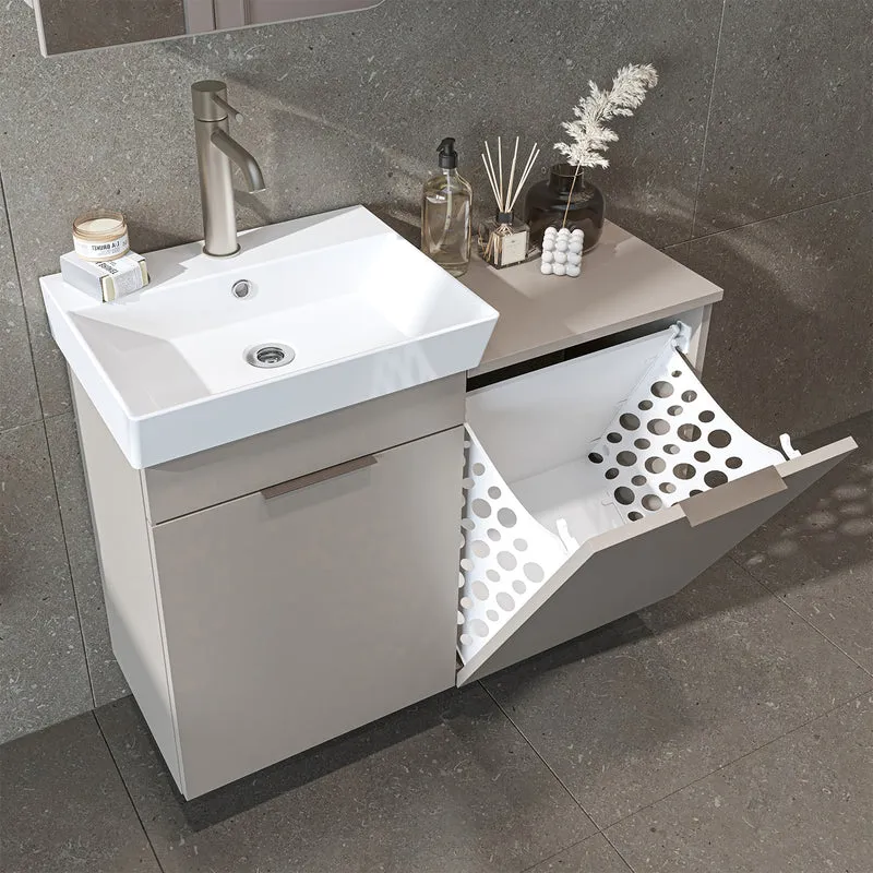 Roomart 4-teiliges Badmöbel-Set LYCIA, 49 cm, Waschtisch, Spiegelschrank und Hochschrank, in 4 Farben