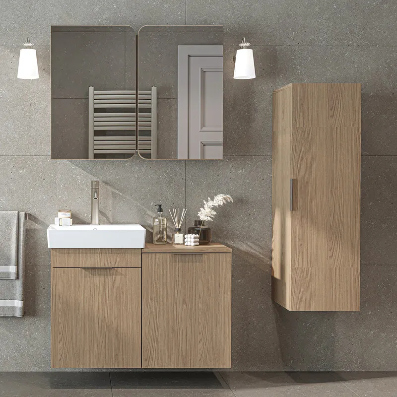 Roomart 4-teiliges Badmöbel-Set LYCIA, 49 cm, Waschtisch, Spiegelschrank und Hochschrank, in 4 Farben