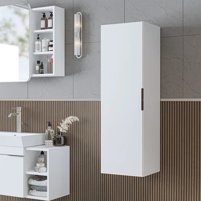 Roomart 4-teiliges Badmöbel-Set LYCIA, 49 cm, Waschtisch, Spiegelschrank und Hochschrank, in 4 Farben