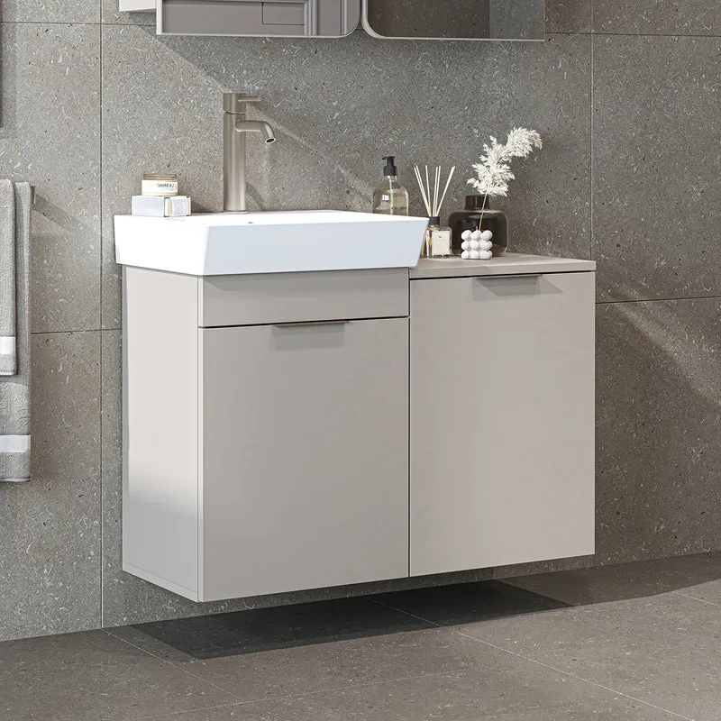 Roomart 4-teiliges Badmöbel-Set LYCIA, 49 cm, Waschtisch, Spiegelschrank und Hochschrank, in 4 Farben