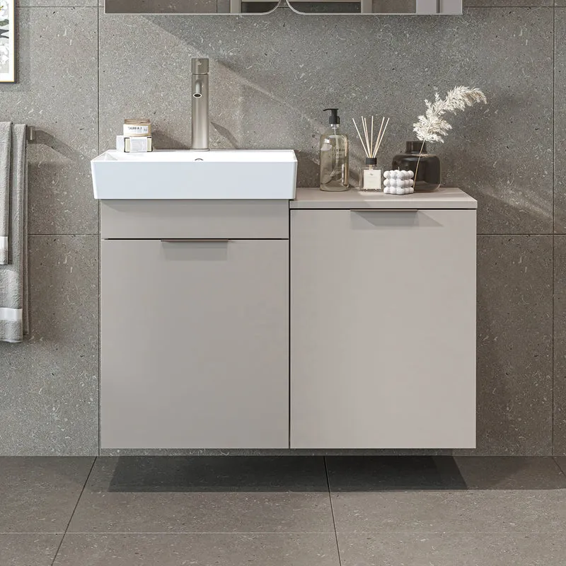 Roomart 4-teiliges Badmöbel-Set LYCIA, 49 cm, Waschtisch, Spiegelschrank und Hochschrank, in 4 Farben