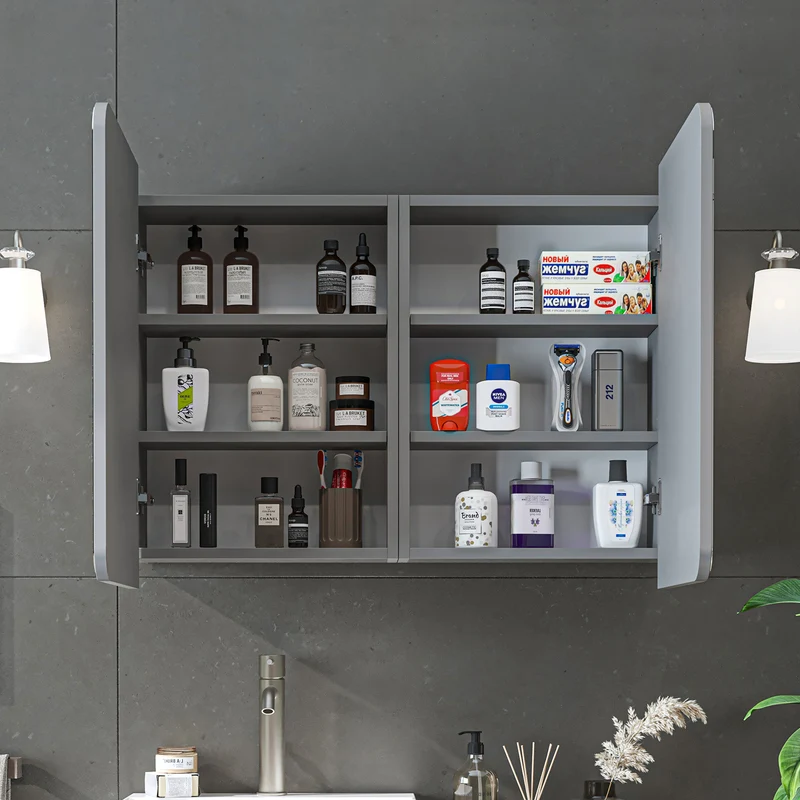 Roomart 4-teiliges Badmöbel-Set LYCIA, 49 cm, Waschtisch, Spiegelschrank und Hochschrank, in 4 Farben