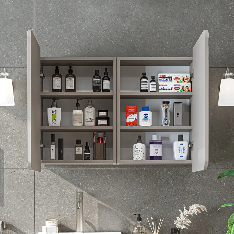 Roomart 4-teiliges Badmöbel-Set LYCIA, 49 cm, Waschtisch, Spiegelschrank und Hochschrank, in 4 Farben