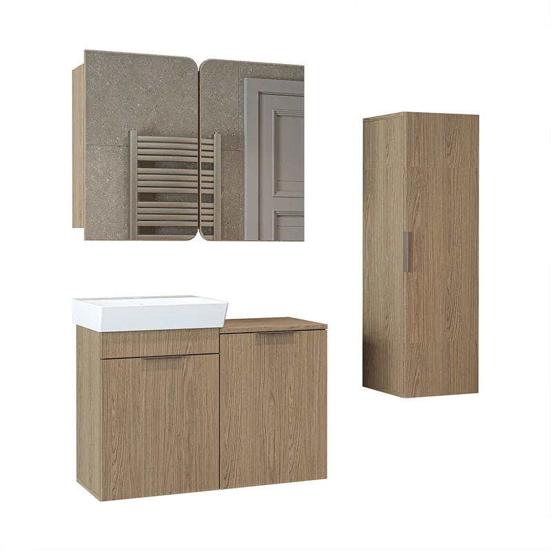 Roomart 4-teiliges Badmöbel-Set LYCIA, 49 cm, Waschtisch, Spiegelschrank und Hochschrank, in 4 Farben