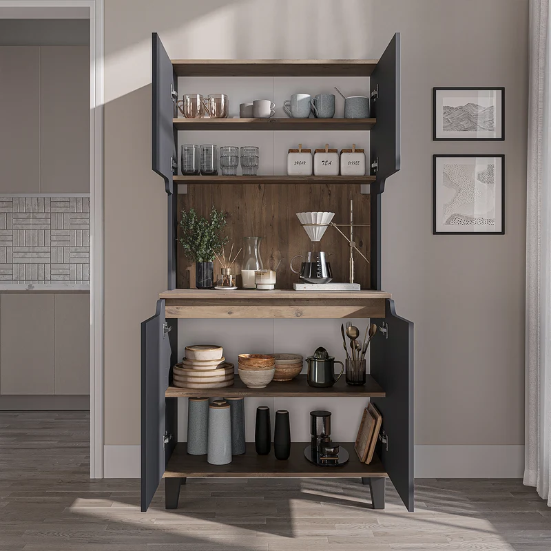 Roomart Küchenschrank DEFNE, 182 cm, mit offener Nische für Kaffeemaschine, in 5 Farben