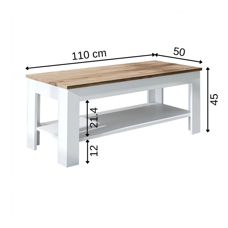 Roomart Couchtisch HELSINKI, 80 oder 110 cm, mit Ablageboden, in 4 Farben
