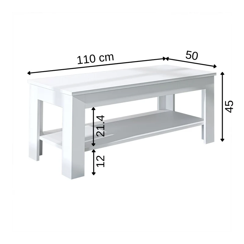 Roomart Couchtisch HELSINKI, 80 oder 110 cm, mit Ablageboden, in 4 Farben