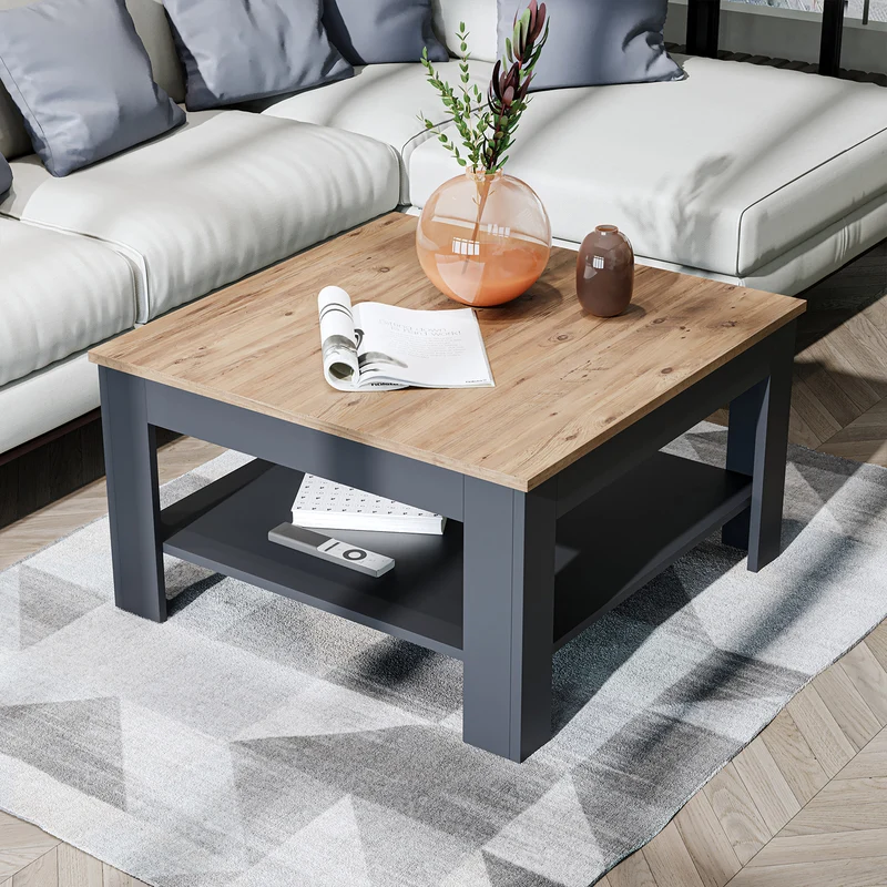 Roomart Couchtisch HELSINKI, 80 oder 110 cm, mit Ablageboden, in 4 Farben