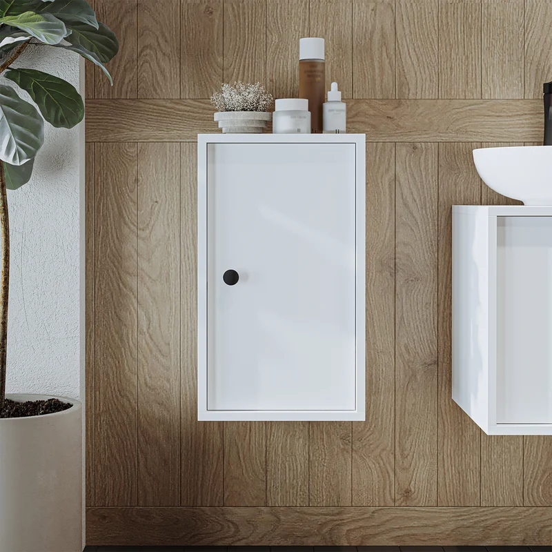 Roomart GUSTO Hochschrank 35 cm – Bad-Hängeschrank mit Soft-Close – Moderner Badezimmerschrank mit Stauraum – Weiß oder Eiche