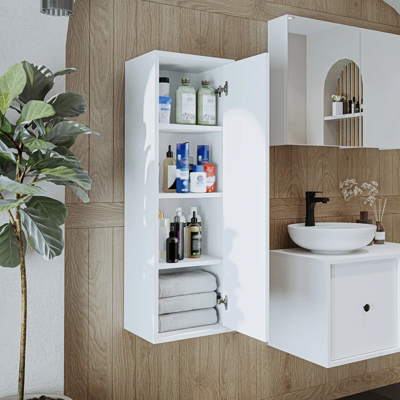 Roomart Badmöbel-Set GUSTO-ATL 105 cm, 4-teilig mit Keramik-Waschbecken und Spiegelschrank