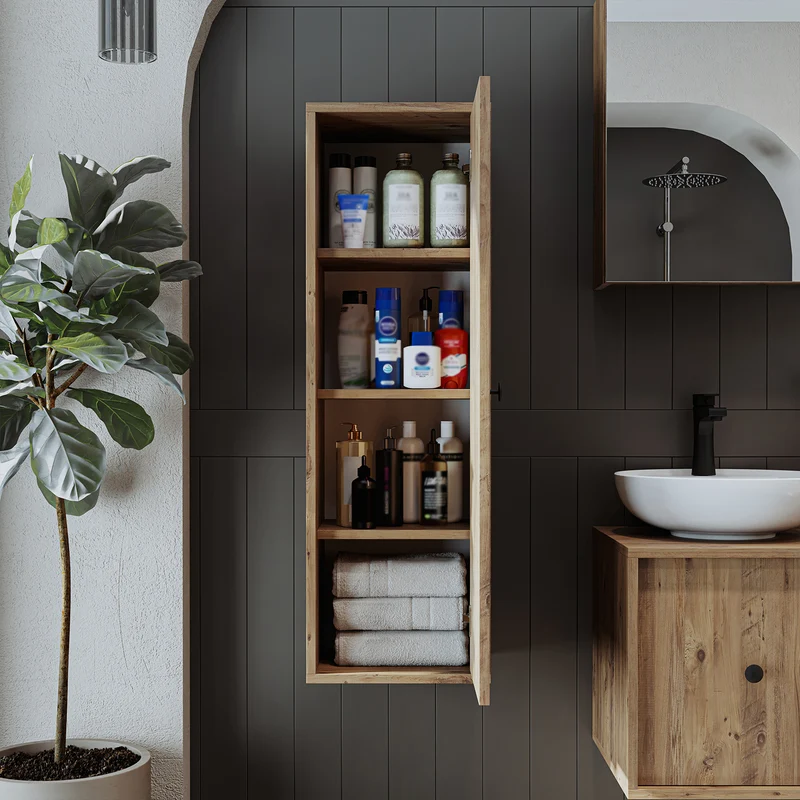 Roomart Badmöbel-Set GUSTO-ATL 105 cm, 4-teilig mit Keramik-Waschbecken und Spiegelschrank