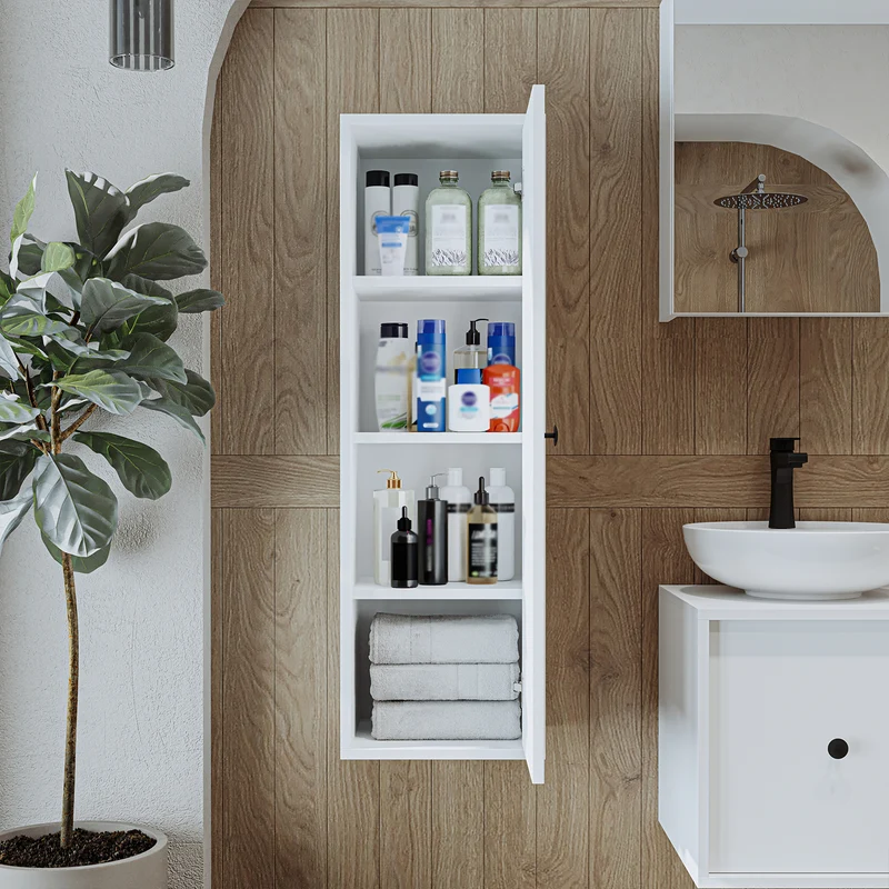 Roomart Badmöbel-Set GUSTO 105 cm, 4-teilig mit Keramik-Waschbecken und Spiegelschrank in 2 Farben