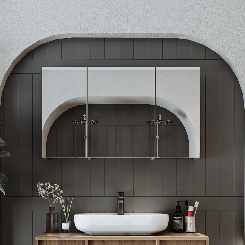 Roomart Badmöbel-Set GUSTO 105 cm, 4-teilig mit Keramik-Waschbecken und Spiegelschrank in 2 Farben