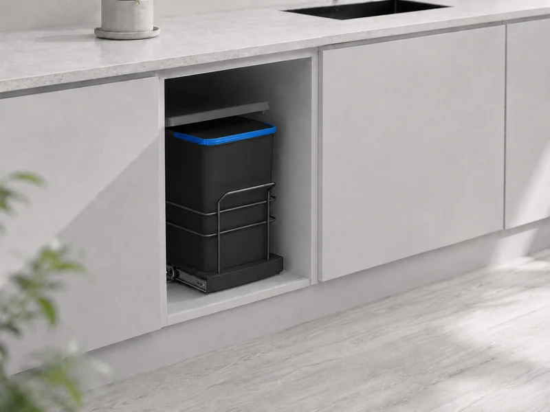 Roomart Einbau-Mülleimer Küche ausziehbar 24L – Mülleimersystem für Unterschrank in 2 Farben