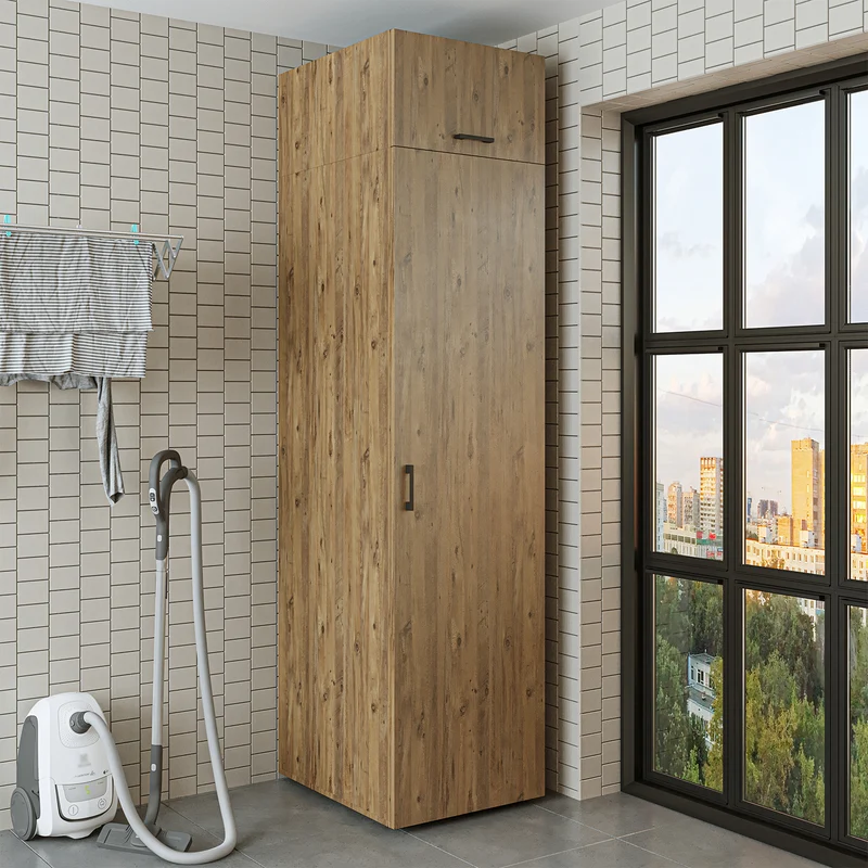 Roomart Hochschrank 60 cm für Waschküche, 205 cm hoch, Soft-Close, in 3 Farben