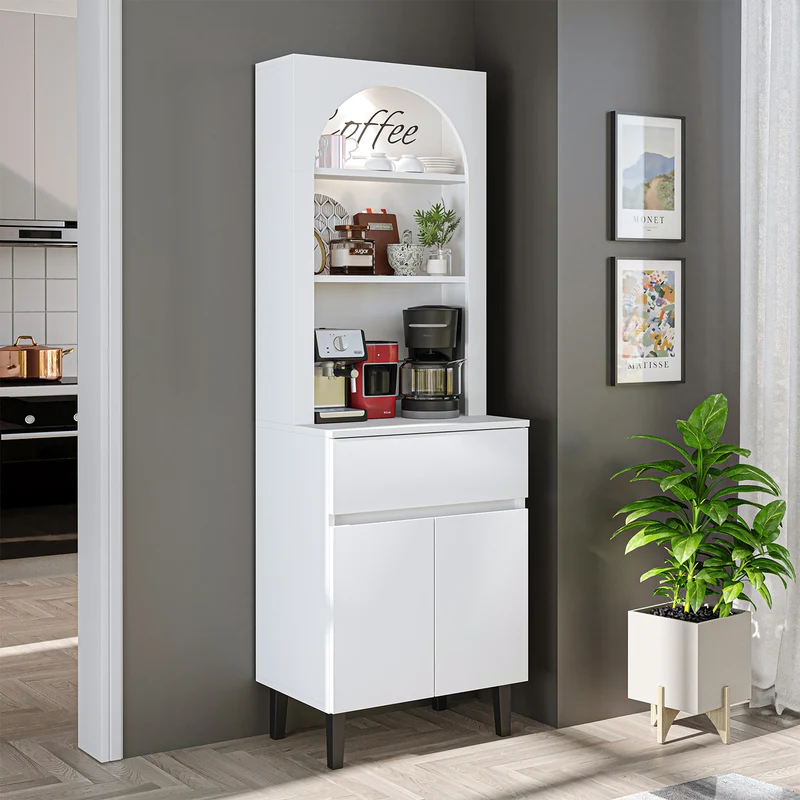 Roomart Küchenschrank VENEDIK 60 cm, Kaffeebar mit LED und Bogendesign, in 4 Farben