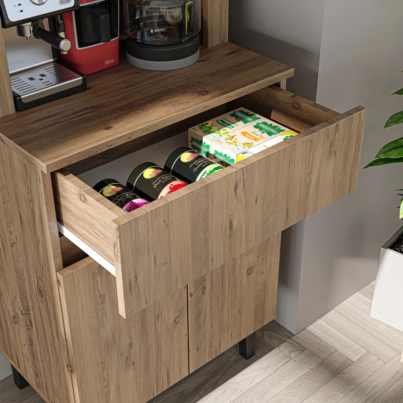 Roomart Küchenschrank VENEDIK 60 cm, Kaffeebar mit LED und Bogendesign, in 4 Farben